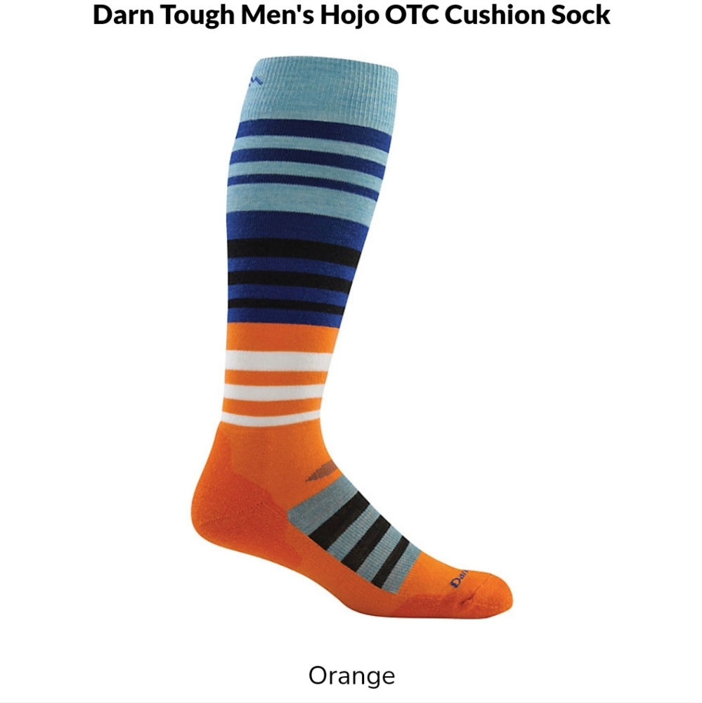 *IS0* Darn Tough Hojo Over-the-Calf ORANGE & BLUE striped socks size M